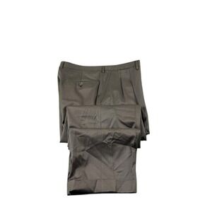 Bijan Army Green Pure Wool Double Pleated Men's Trouser Size 34x29
